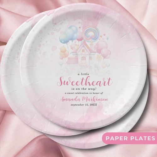 A Little Sweetheart Candy Baby Shower Paper Plates
