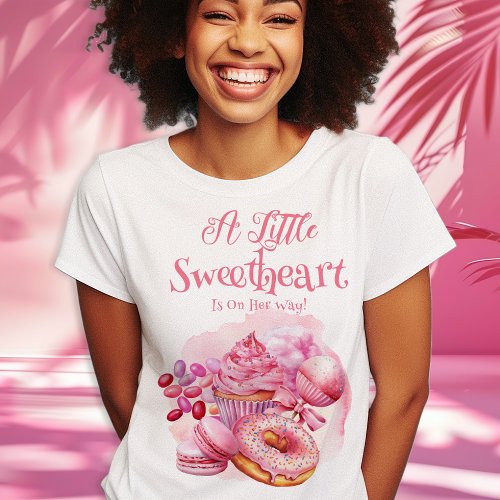 A Little Sweetheart Candy Frame Girl Baby Shower T_Shirt