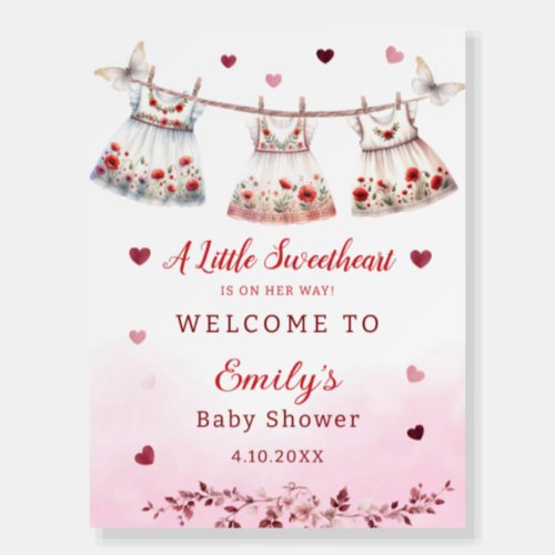 A little sweetheart Clothes Baby Shower Welcome  Foam Board