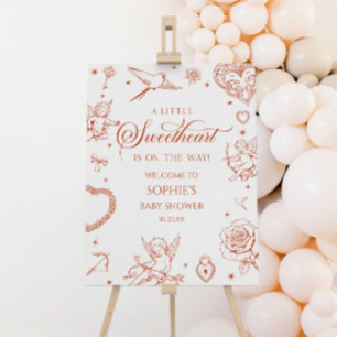 A Little Sweetheart Cupid Baby Shower Welcome Sign
