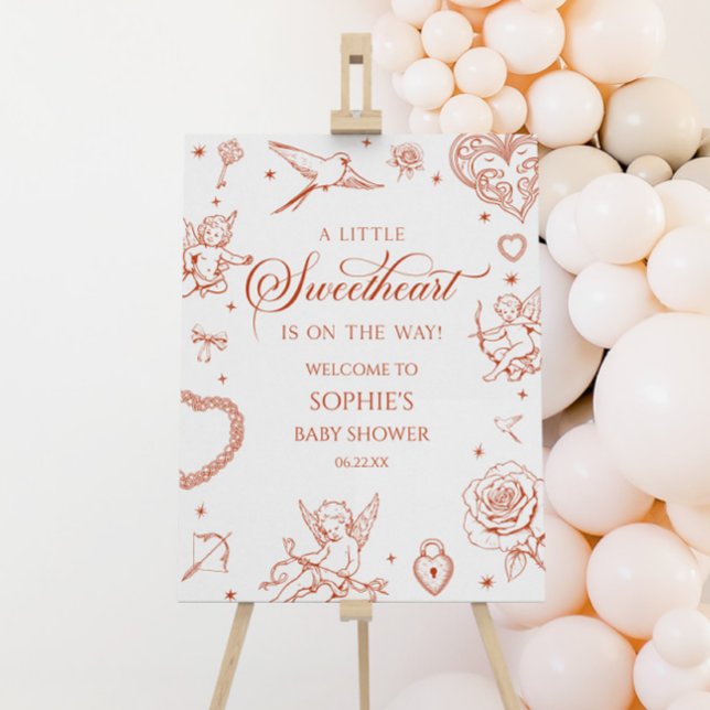 A Little Sweetheart Cupid Baby Shower Welcome Sign (Creator Uploaded)