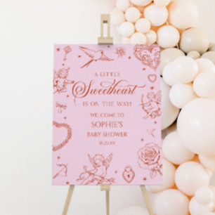 A Little Sweetheart Cupid Baby Shower Welcome Sign