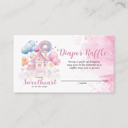 A Little Sweetheart Diaper Raffle Baby Shower Enclosure Card