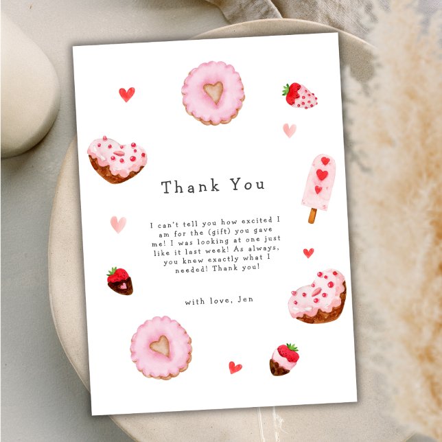 A Little Sweetheart Donuts Valentines Baby Shower Thank You Card (A Little Sweetheart Donuts Valentines Baby Shower Thank You Card)