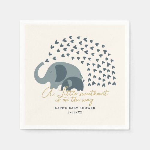 A little Sweetheart Elephant Boy Baby Shower Napkins