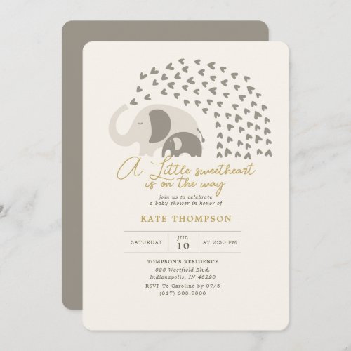 A little Sweetheart Elephant Neutral Baby Shower Invitation