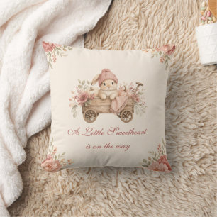 A Little Sweetheart Fall Bunny Baby Throw Pillow