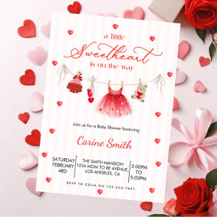 A  Little Sweetheart  Girl Baby Shower  Invitation