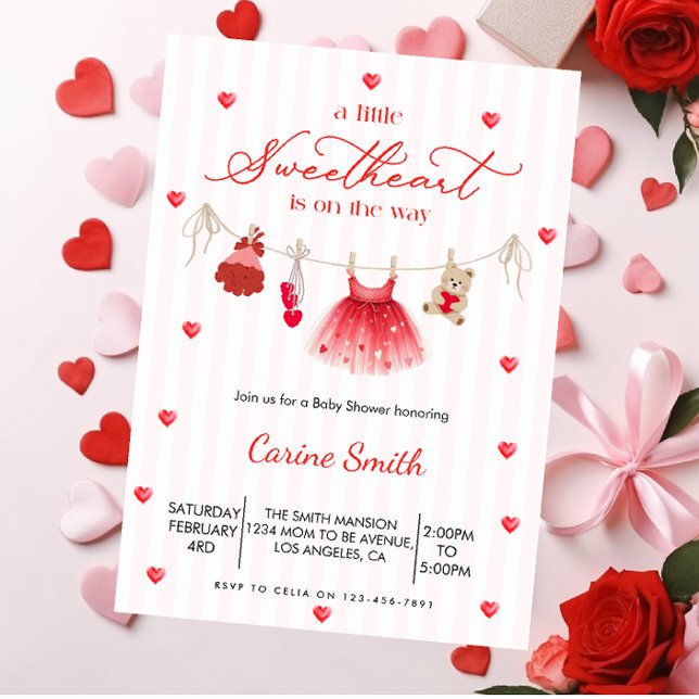 A  Little Sweetheart  Girl Baby Shower  Invitation (Creator Uploaded)
