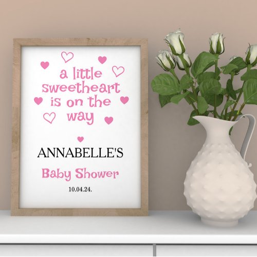 A little sweetheart Girl Baby Shower Welcome  Poster
