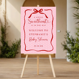 A Little Sweetheart Girl Baby Shower Welcome Sign