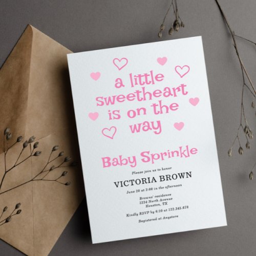 A little sweetheart Girl Baby Sprinkle Invitation