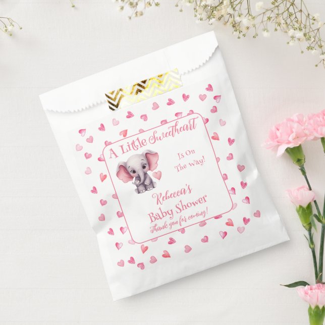 A Little Sweetheart Girl Elephant Baby Shower Favor Bag (Sealed)