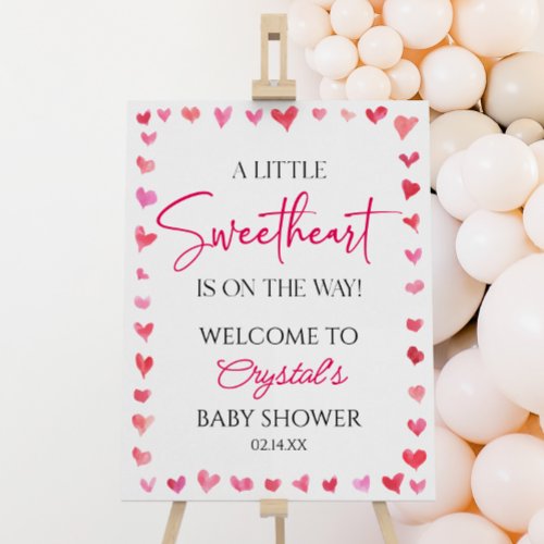 A Little Sweetheart Heart Baby Shower Welcome Sign