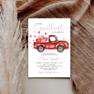 A Little Sweetheart Hearts Girl Baby Shower Invitation