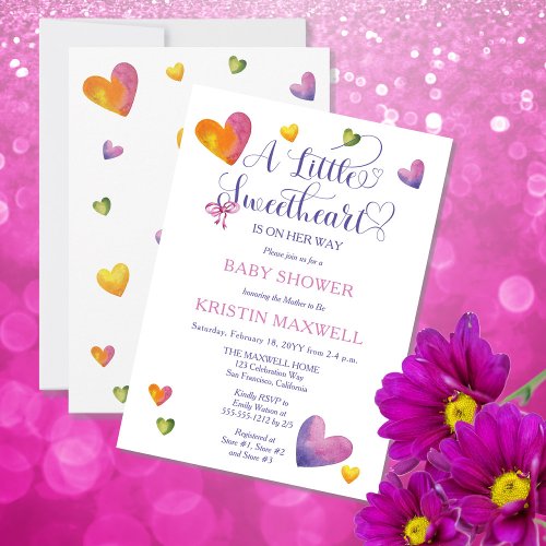 A Little Sweetheart Is On Her Way Baby Shower Invitation