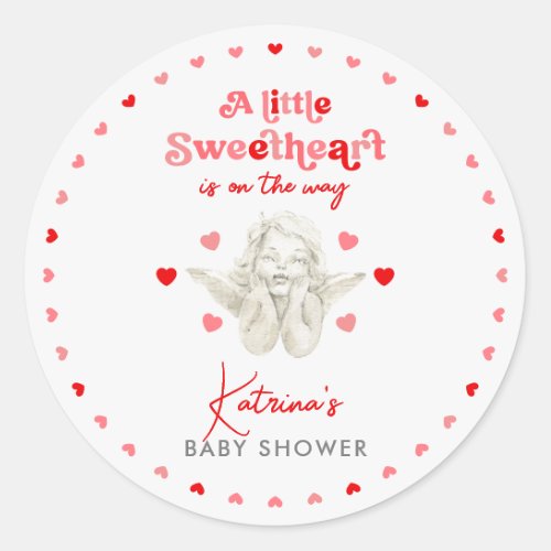 A Little Sweetheart Is On The Way Baby Shower Classic Round Sticker