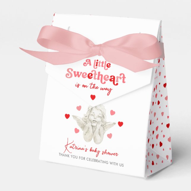 A Little Sweetheart Is On The Way Baby Shower Favor Boxes (Front Side)