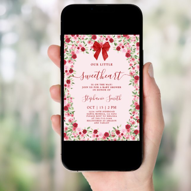 A Little Sweetheart is on the Way Baby Shower Girl Invitation (Front Digital)
