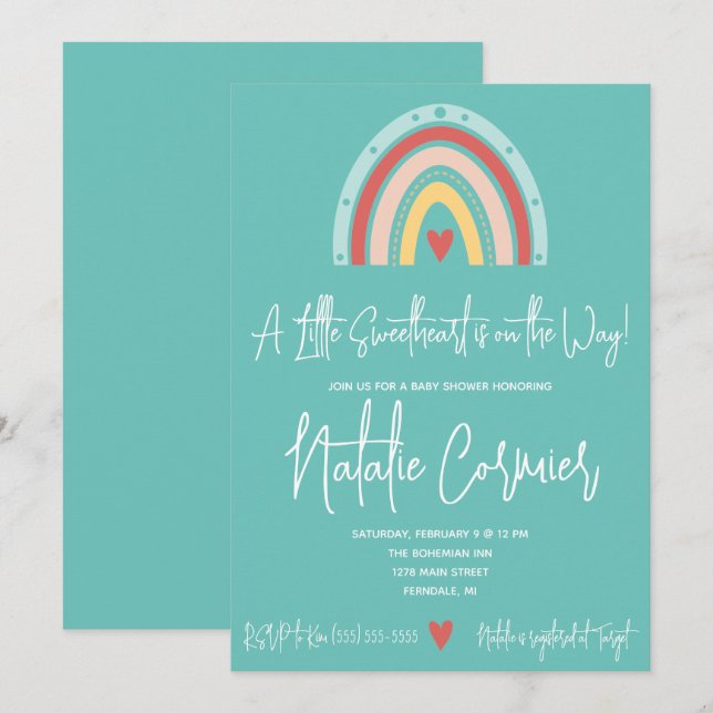 A Little Sweetheart is on the Way!  Baby Shower In Invitation (Front/Back)