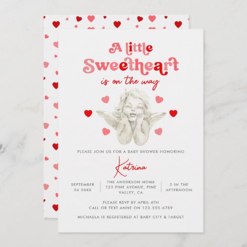 A Little Sweetheart Is On The Way Baby Shower Invitation