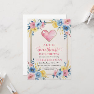 a little sweetheart is on the way baby shower invitation