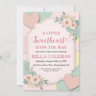 a little sweetheart is on the way baby shower invitation