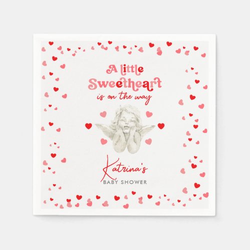 A Little Sweetheart Is On The Way Baby Shower Napkins