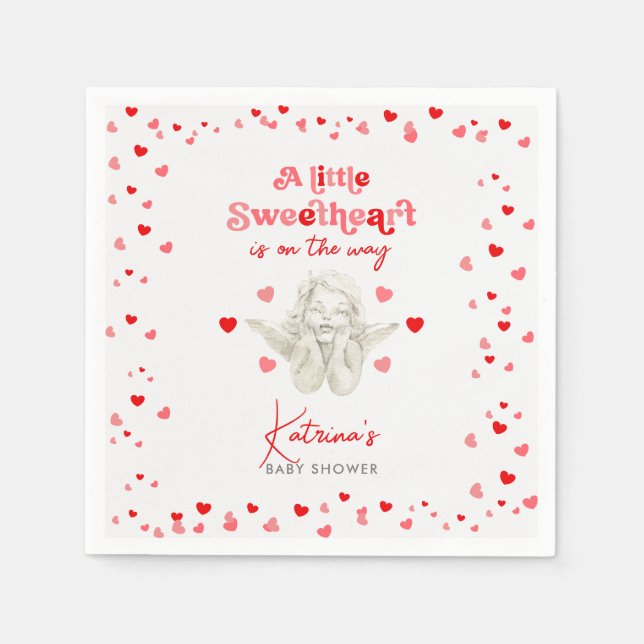 A Little Sweetheart Is On The Way Baby Shower Napkins (Front)