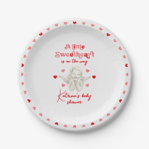 A Little Sweetheart Is On The Way Baby Shower Paper Plates