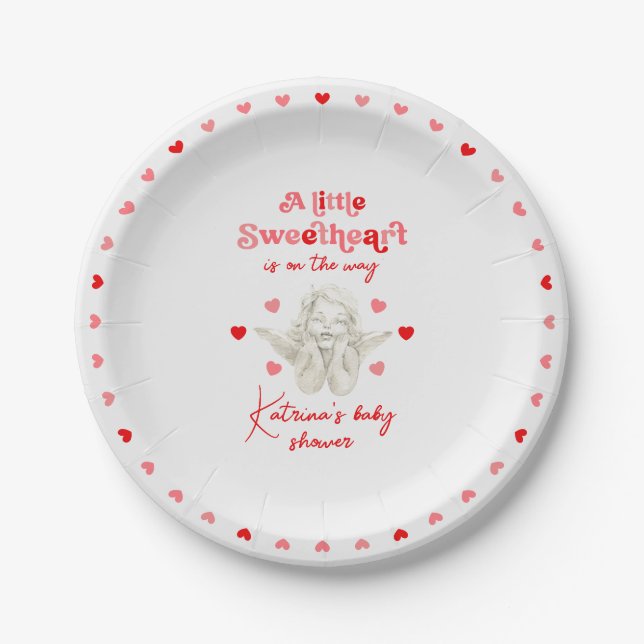 A Little Sweetheart Is On The Way Baby Shower Paper Plates (Front)