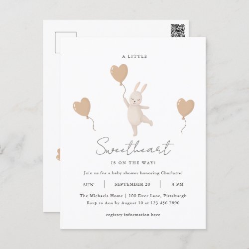 A Little Sweetheart is on the Way Baby Shower Postcard