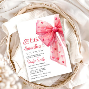 A Little Sweetheart is on the Way Bow Baby Shower Invitation