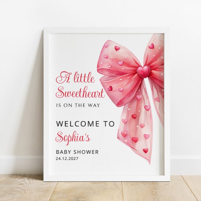 A Little Sweetheart is on the Way Bow Baby Welcome Poster (Creator Uploaded)