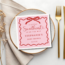 A Little Sweetheart Is On The Way Girl Baby Shower Napkins