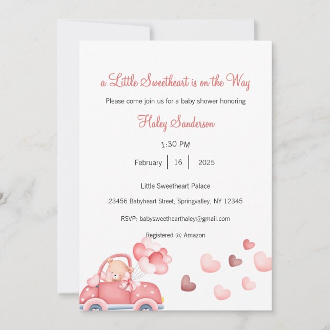 A Little Sweetheart is on the Way Invitation (Front)