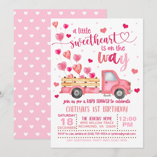 A Little Sweetheart is on the Way Invitation (Front/Back)