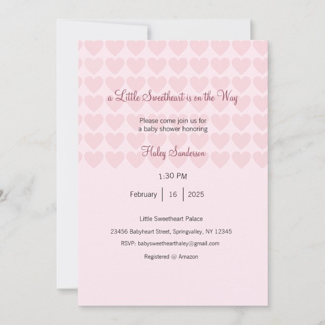 A Little Sweetheart is on the Way Invitation (Front)