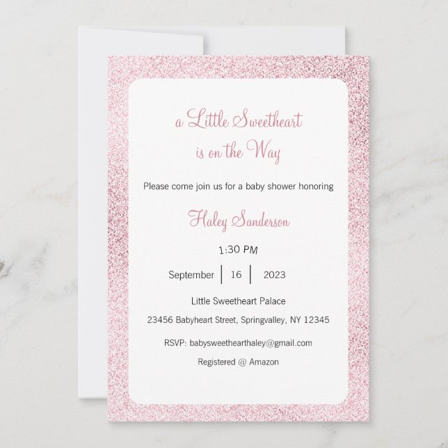 A Little Sweetheart is on the Way Invitation (Front)