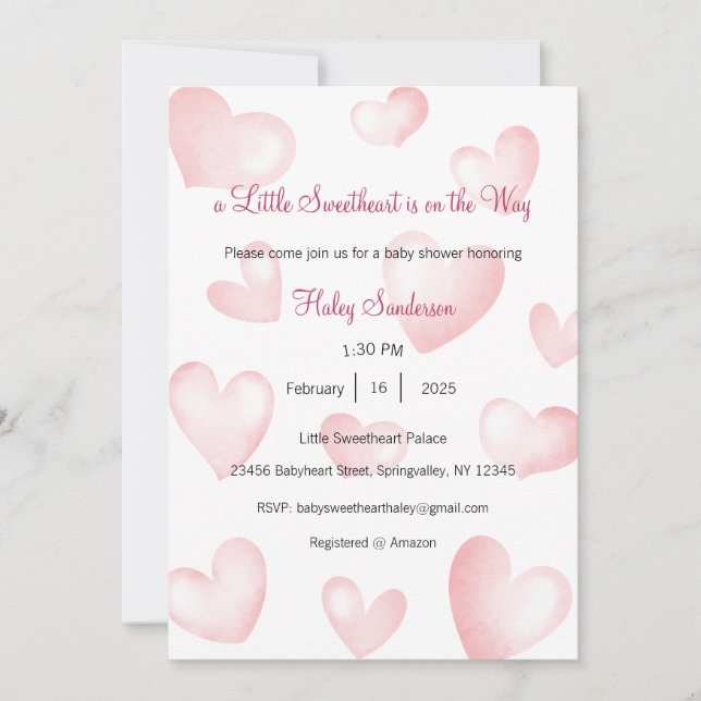 A Little Sweetheart is on the Way Invitation (Front)