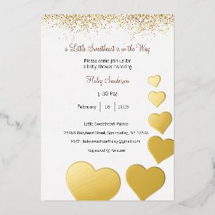A Little Sweetheart is on the Way Invitation Foil Invitation