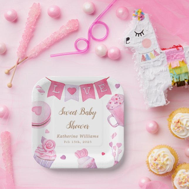 A Little Sweetheart Pink Baby Shower Paper Plates (Party)