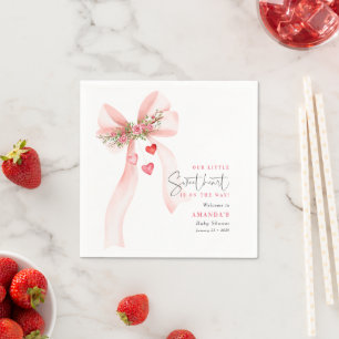 A little Sweetheart Pink bow Valentine Baby shower Napkins