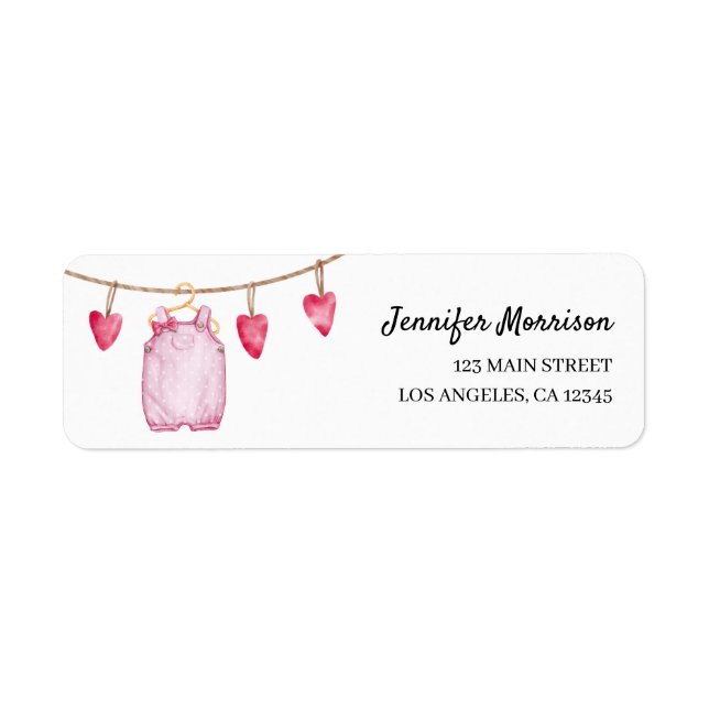 A Little Sweetheart Pink Girl Baby Shower Address Label (Front)