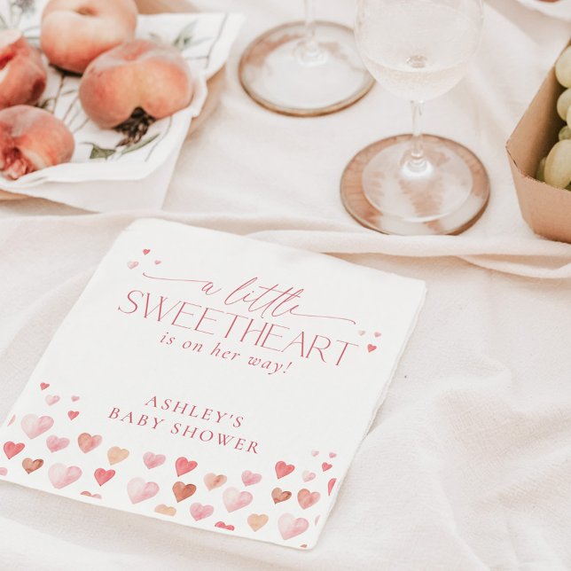 A Little Sweetheart, Pink Girl Baby Shower Napkins (Creator Uploaded)