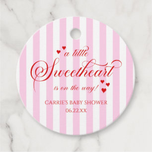 A Little Sweetheart Pink Red Hearts Baby Shower Favor Tags
