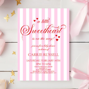 A Little Sweetheart Pink Red Hearts Baby Shower Invitation