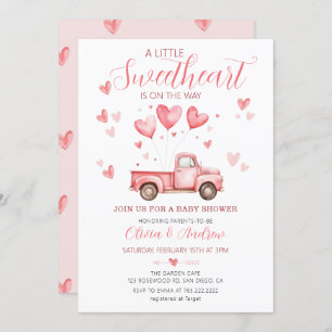 A Little Sweetheart Pink Valentine Baby Shower Invitation