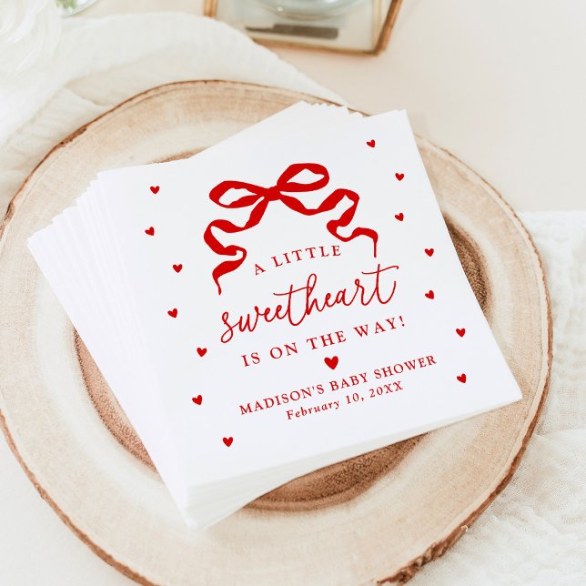 A Little Sweetheart Red Bow Baby Shower Napkins (Creator Uploaded)