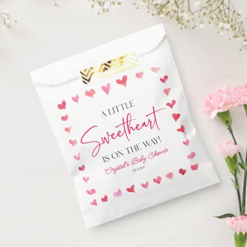 A Little Sweetheart Red Pink Hearts Baby Shower Favor Bag